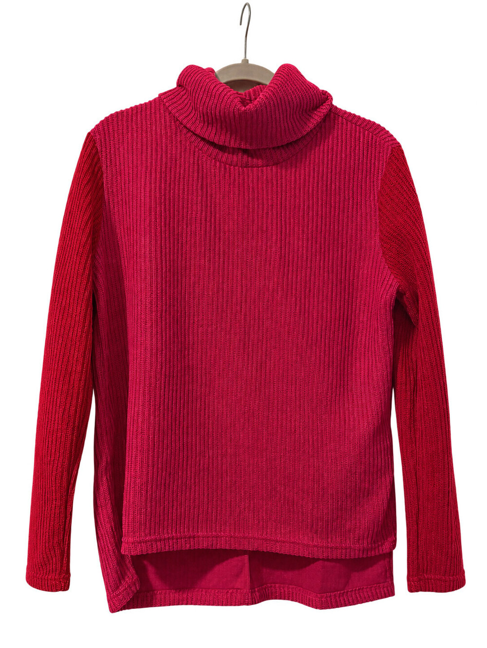 TCEC Sweater Womens Large Pink Red Colorblock Turtleneck Ribbed High Low NWT